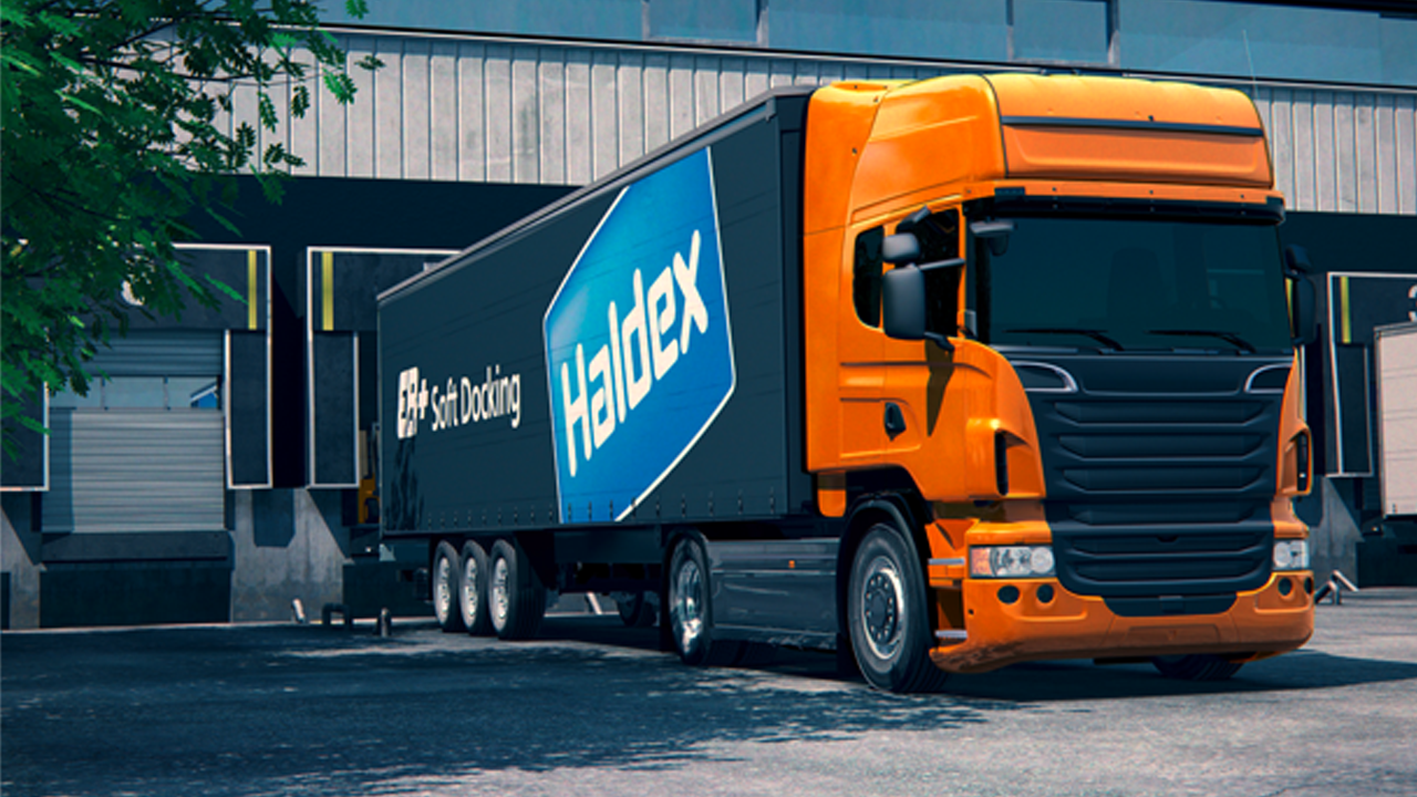 Trailer backed up to a loading dock